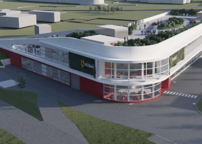 Render di progetto edificio F1 clienti Ferrari